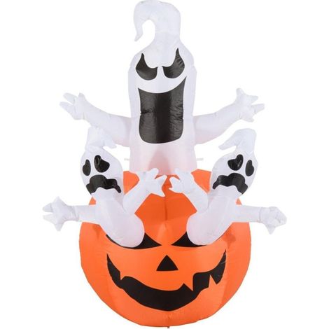 Pumpkin fantôme gonflable LED pour Halloween, décoration extérieure intérieure jardin pelouse, gonflable lumineux pour fête (1/5)