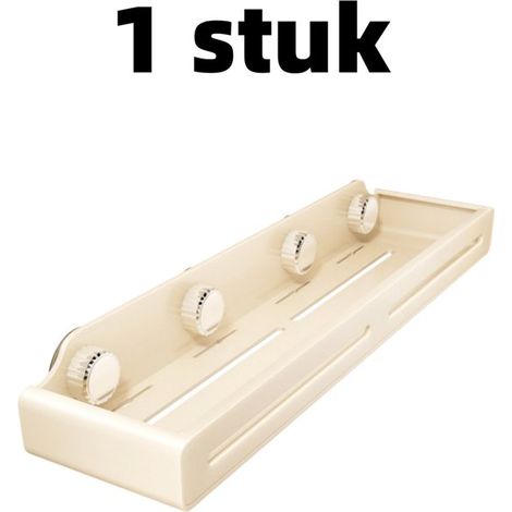 stuk - Plank - Badkamerplank voor toilet en wastafel - Badkameropbergrek zonder boren - Opbergrek voor douchegel - Badkamerwandplank - 50126,5 cm - Gebroken wit (1/5)