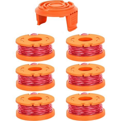 Ensemble W6+1 de rechange WORX WA0010/WA6531 : bobines, têtes de coupe, capuchons de fil et cordes de coupe. (1/5)
