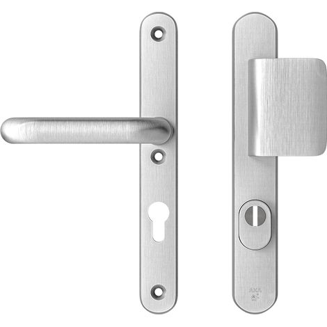 AXA Sicherheitstürbeschlagset - Oval Plus - Türgriff aus Aluminium - Modell Pusher D - PC72 mit Kernzugsicherung - Schmaler Schutz