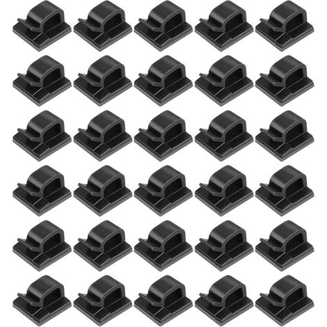 Kabelbinder, selbstklebende Kabelclips, Kabelmanagement-Clips, 30 Stück (Schwarz)