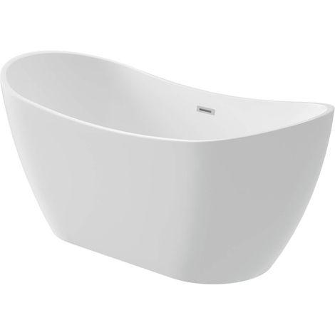 Vasca da bagno in acrilico a libera installazione ovale 160x72 cm bianco - Stapol