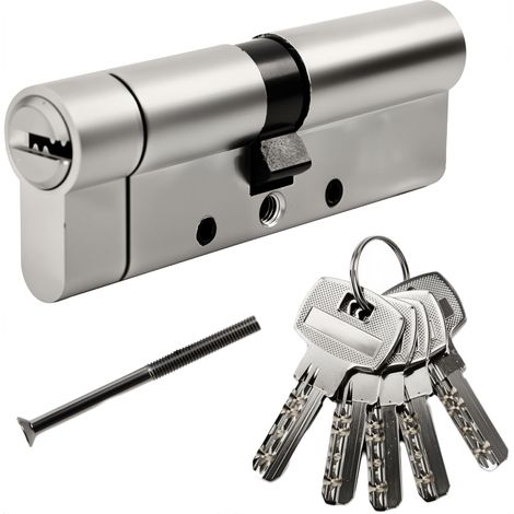 90MM(45/45) Cylindre de Serrure Antivol en Cuivre Haute Sécurité - 6 Broches Trempées, Verrous Anti-Claquement avec 5 Clés Identiques pour Portes Extérieures (1/5)