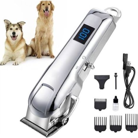 Pair Tondeuse silencieuse pour chiens avec indicateur de batterie LED,4 sabots de protectiontête de coupe améliorée,faibles vibrations,idéale pour le toilettage des chiens (1/4)