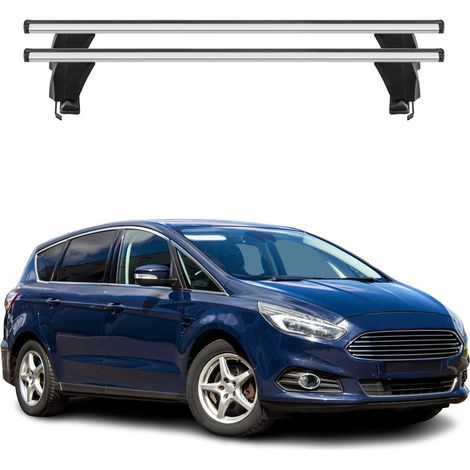 OMAC Dachträger Querträger Alu für Ford S-Max II 2015-2019 Pre-FL – Abschließbar – T-Nut – City-Crash-getestet – Max. 50 kg Silber (1/5)