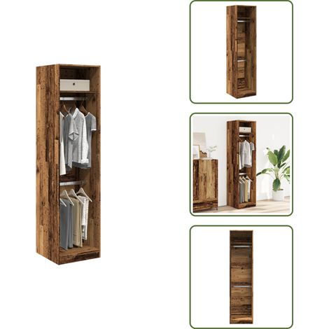 Kleiderschrank Altholz-Optik 50x50x200 cm Holzwerkstoff - Kleiderschrank - Kleiderschränke - Schrank - Kleider Organizer (1/5)