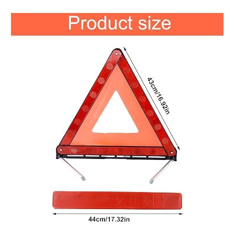 Triangle Voiture Triangle de Sécurité Triangle de Signalisation Triangle de Signalisation Rouge pour Véhicule en Panne, Accidents et Travaux de Chaussée (1/4)