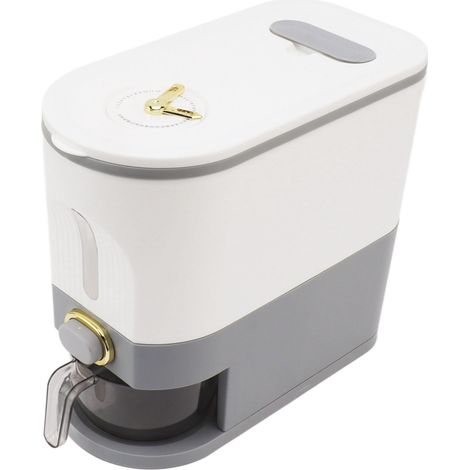 Distributeur de riz, boîte de rangement pour céréales, récipient hermétique grande capacité pour la cuisine, gris, taille S, 5 L (1/5)