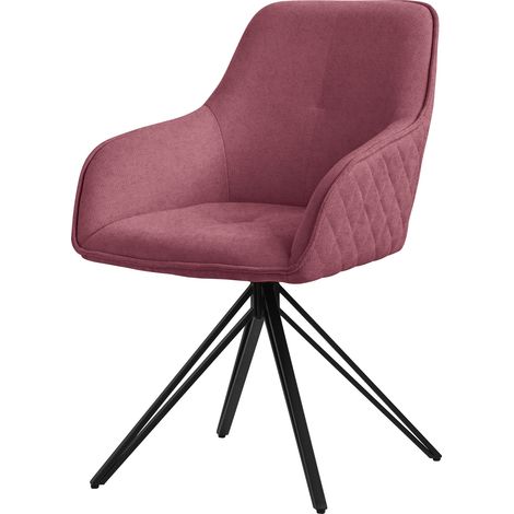 ML-Design Esszimmerstuhl drehbar aus Textil Webstoff, Altrosa, Wohnzimmerstuhl mit Armlehne & Rückenlehne, 360° Drehstuhl, Polsterstuhl mit Metallbeine, Ergonomische Sessel, Küchenstuhl Loungesessel