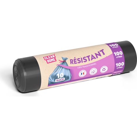 Sacs Poubelle Noirs 100l Résistants Haute Résistance, 100l, Lien Traditionnel - Publi Embal