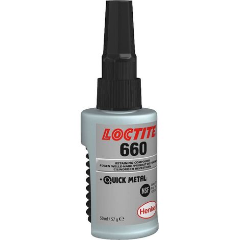 Loctite 660 50 ml grauer anaerober Klebstoff zur Befestigung von Lagern und zylindrischen Teilen, hohe Festigkeit, ausgezeichnete Spaltfüllung, für verschlissene Bauteile, Montage ohne mechanische Bea