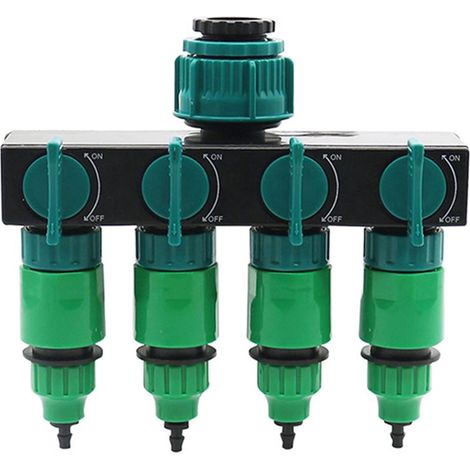 Séparateur De Tuyau D'Arrosage - 4 Voies - Raccord Fileté 1/2 Pouces 3/4 Pouces 1 Pouces - Compatible Tuyaux 4 mm Et 8 mm - 1 Lot (1/5)