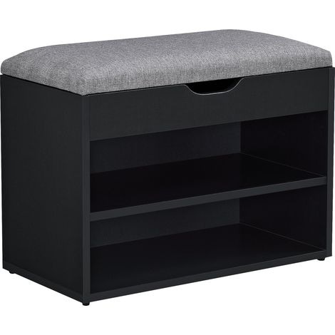 Banc meuble à chaussures 46 x 60 x 30 cm noir gris