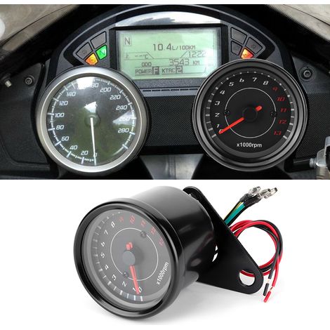 Compteur tachymètre universel 12 V pour moto vintage, rétroéclairage LED, accessoire auto noir (1/5)