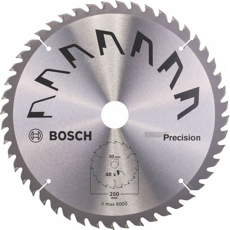 1x Lame de Scie Circulaire Precison (pour Bois, Ø 250 x 3.2/2.2 x 30 mm, 48 Dents, ATB, Accessoire Scie Circulaire) (1/2)