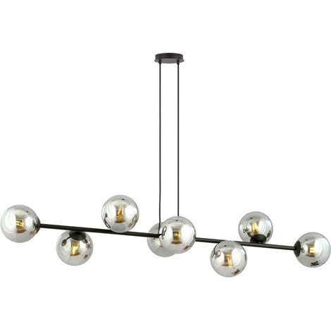 Lampada a Sospensione Rossi, Acciaio verniciato a polvere, Vetro, Nero, Grigio, 130x100x30 cm