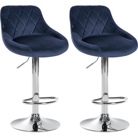 Set di 2 sgabelli da bar Lazio Velvet blu cromo (1/5)