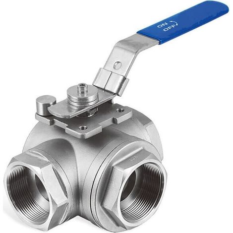 Rubinetto a sfera 3 vie a L 1/4" acciaio inossidabile UNIVERSALE BV3L14FSS