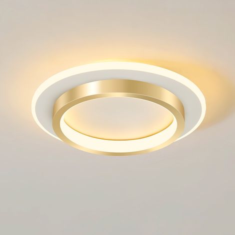 Plafonnier LED 20 cm Style Nordique, Lampe de Plafond Moderne Métal Doré et Acrylique, 3 Températures de Couleur pour Chambre et Salon (1/5)