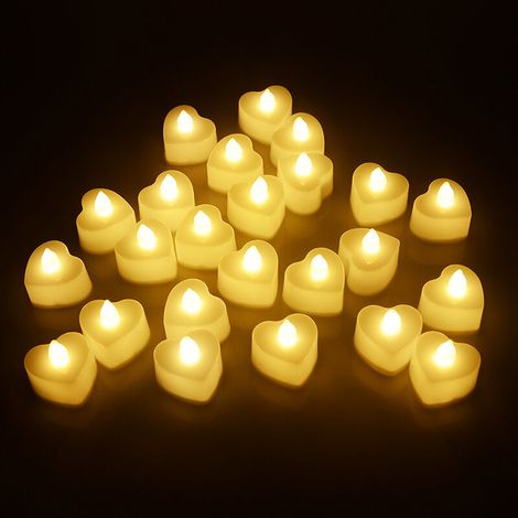 LED electronic candle lamp marriage heart-shaped creative simulation candle lamp wedding Valentine's Day decoration props (24pcs)