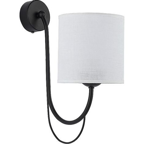 Applique classica nera paralume bianco 1xE27 15W Jupiter Kaskada
