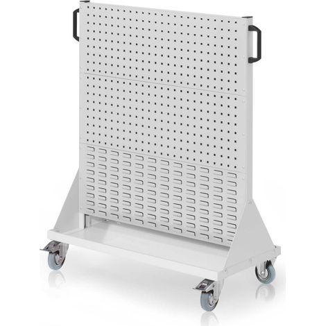 Kappes RasterMobil® mobiler Arbeitsplatzschrank Größe 3 1230x1000x500mm 4 Lochplatten 2 Schlitzplatten - lichtgrau