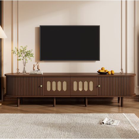 TV-Möbel 180 x 40 x 40 cm aus MDF, Nussbaum, mit 2 Schubladen und 2 Schiebetüren OKMYHOME (1/5)
