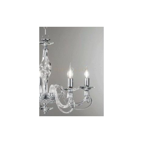 LAMPADARIO 1306 8 LUCI TRASPARENTE E CROMO ATTACCO E14 D.84CM