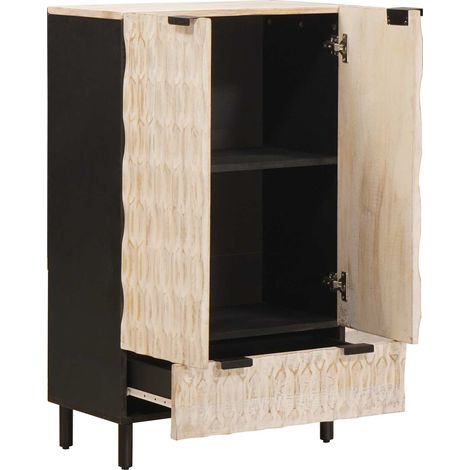Haut Armoire avec tiroir Finition Lavage Blanc 60 x 33 x 100 cm