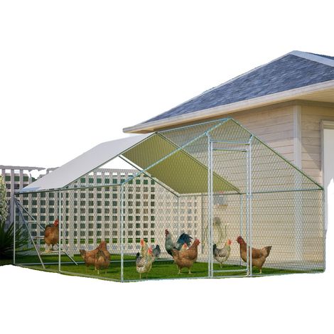 Aviario metálico, estructura de escalada integrada, diseño resistente a la intemperie, blanco. (1/5)
