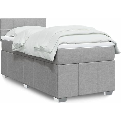 Boxspringbett mit Matratze Hellgrau 90x190 cm Stoff