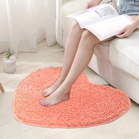 Tapis décoratif en forme de cœur, antidérapant et lavable, idéal pour la salle de bain, le salon ou l'entrée - Cadeau de Pâques parfait