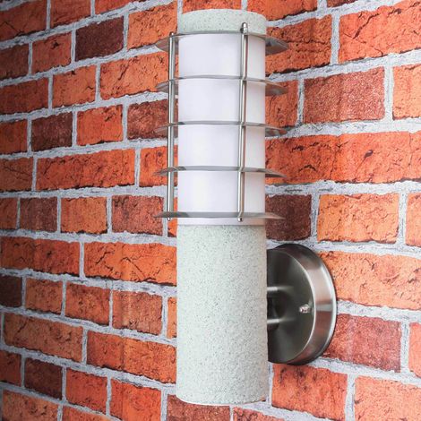 Außen Wandleuchte Edelstahl in Silber mit Stein Optik