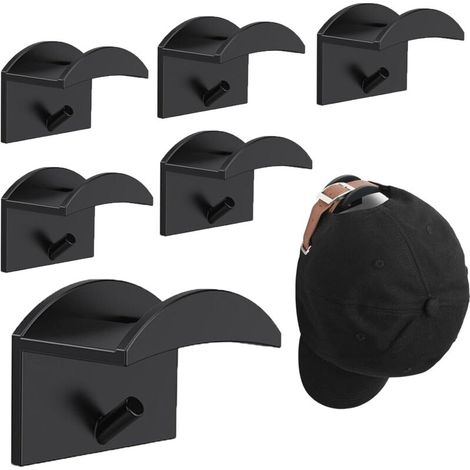 6-teiliges Set selbstklebender Huthaken, Huthalter, Kappenhalter, geeignet für alle Arten von Hüten, Schals, Taschen, Kopfhörern (1/4)