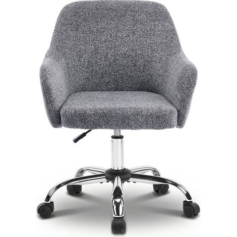 Fauteuil de bureau velours neige gris 24.4" large, avec accoudoirs, réglable (1/5)