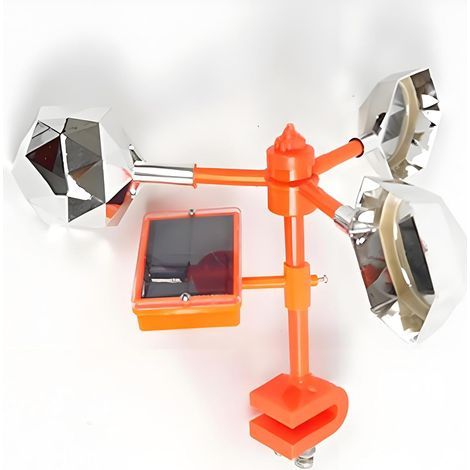 Réflecteur anti-oiseaux et girouette avec son. boîte vocale intelligente à énergie solaire à 360°. réfléchissant pour effrayer les oiseaux de la cour. du patio ou de la ferme (1/4)