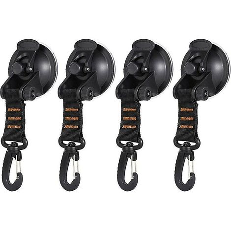 Lot de 4 crochets de fixation d'ancrage à ventouse pour l'extérieur, bâches de camping comme auvents latéraux de voiture, bâches de piscine, crochets de fixation de tente universels orange (1/5)