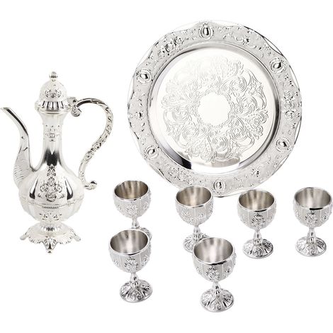 Verres à vin argent blanc style européen décoration maison classique set verre et carafe (1/5)