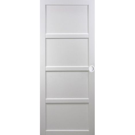 Puerta corredera Tamera blanca de 4 paneles H204 x L93 cm, con conchas blancas Gd Menuiseries