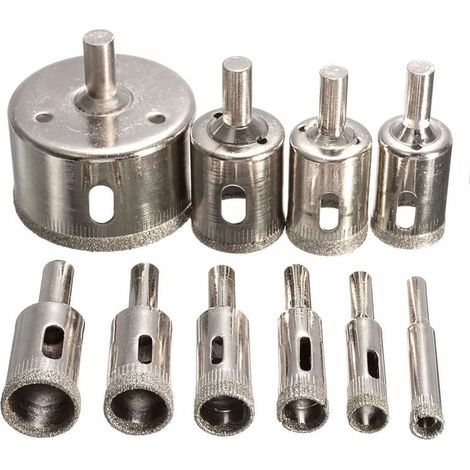 Set de forets diamantés HSS pour outils électriques, pour carrelage, marbre, verre, céramique, scie-cloche, 6-30 mm, 10 pièces (1/5)