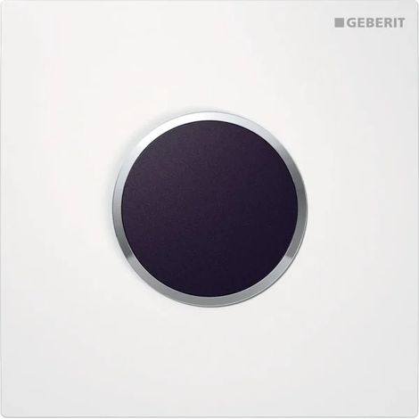 Geberit Tipo 10 placca di copertura, rotonda: placca: bianco alpino / lucido, anello di design: cromo / lucido, 241925KJ1