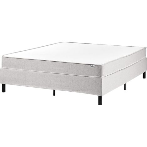 Letto matrimoniale in tessuto senza testata con materasso a molle insacchettate 160 x 200 cm grigio chiaro Countess
