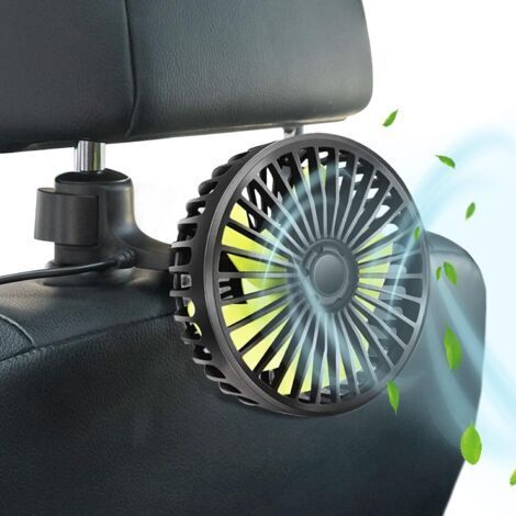 Ventilateur de Voiture 12V, Ventilateur de Voiture Alimenté par USB pour Le Passager Arrière Ventilateur de Refroidissement avec 3 Modes de vent fort et Rotation à 360° Pour Voiture,SUV,RV,Ca (1/5)