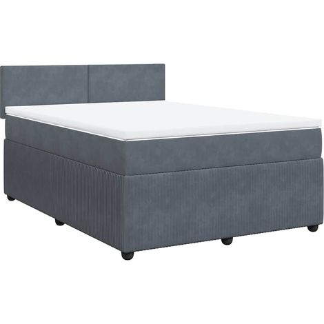 Sommier à lattes de lit et matelas Gris foncé 140x200cm Velours vidaXL (1/5)