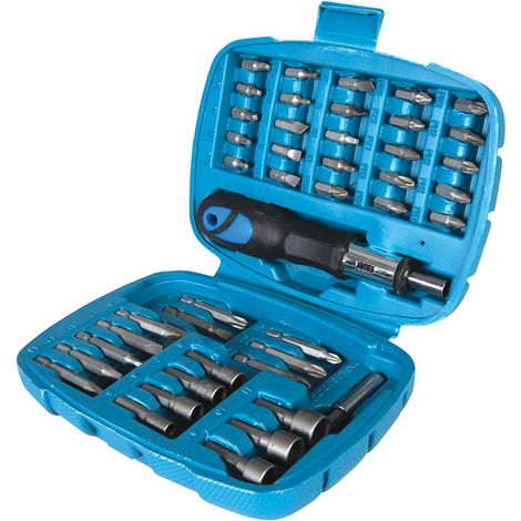 Silverline 427611 - Set chiavi a tubo, inserti e bussole, 45 pezzi (1/4)