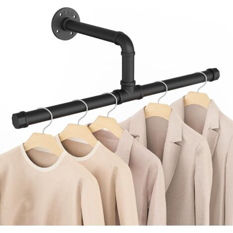 Tringle à Vêtement Industriel, Lot de 1, Portant à Vêtements Mural, 51cm Barre à Vêtements amovible et Multifonction, pour Suspendre des Vêtements serviettes, pour Salon, Chambre, Noir (1/5)