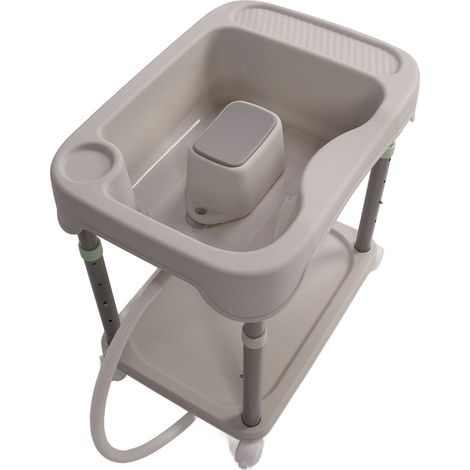 Bassin de lavage de cheveux réglable en hauteur, portable, pour le chevet des femmes enceintes, alitées et âgées, gris fumé (1/5)