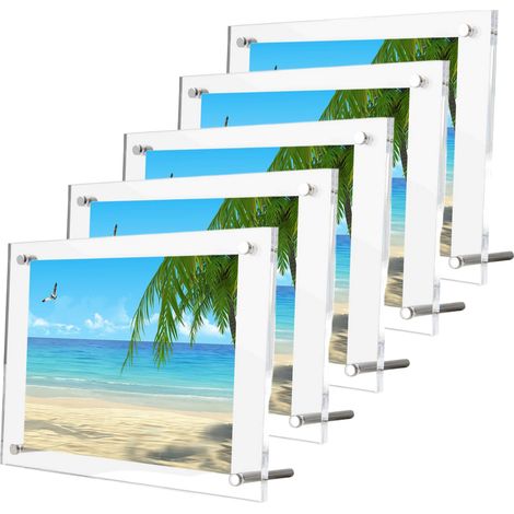 Cadre photo acrylique sans cadre, double panneau transparent, pour ordinateur de bureau, photos familiales, documents, certificats, flyers, posters, images 9 (1/5)