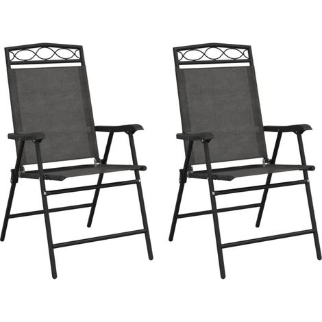 Folding Garden Chairs 2 pcs Melange Grey Steel and Textilene vidaXL (1/5)