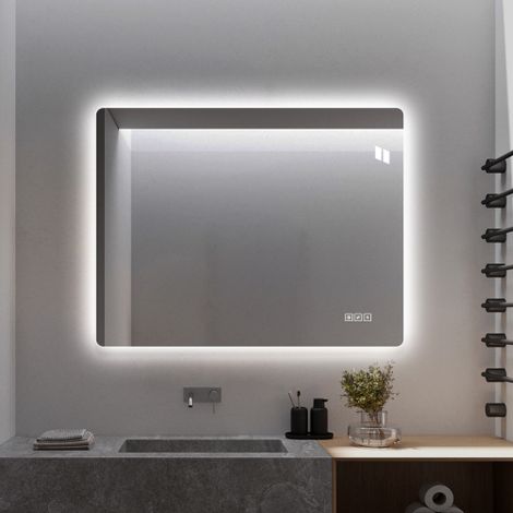 Specchio da bagno a LED 60x80 cm, senza cornice, retroilluminato con rivestimento antiappannamento, dimmerabile, 3 colori di luce, funzione memoria, montabile orizzontalmente e verticalmente (1/5)